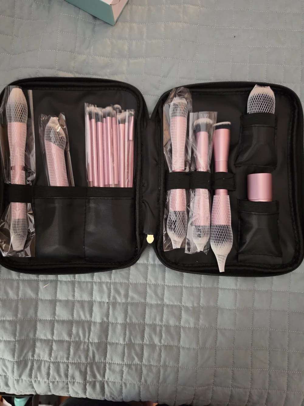 Complete Pink Makeup Brush Kit with Travel Case